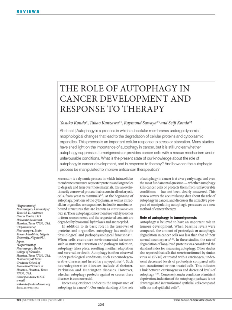 Autophagy's Role in Cancer Dynamics | PDF | Autophagy | Apoptosis