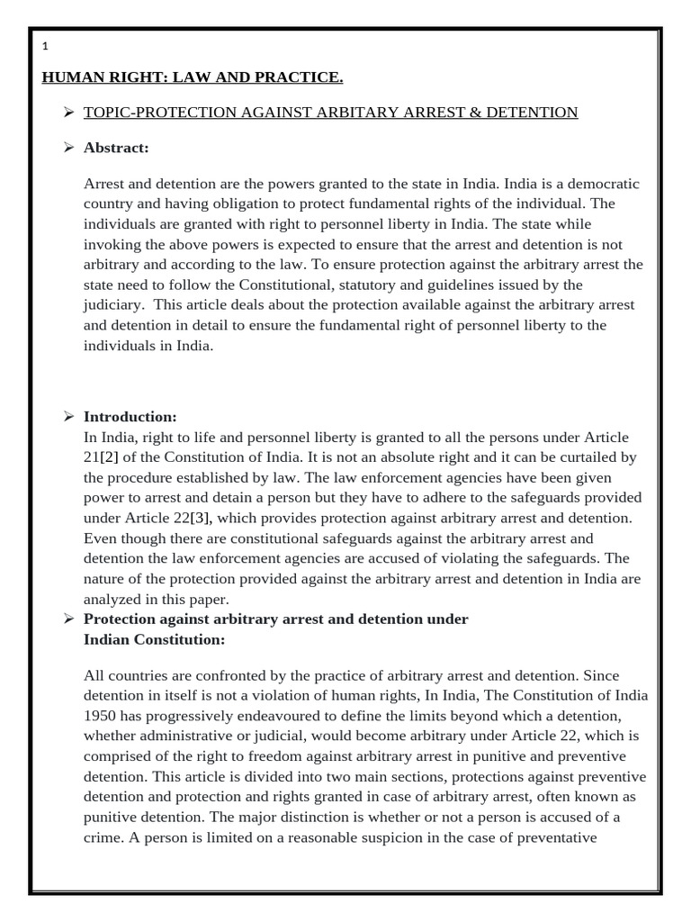 HUMAN RIGHT | PDF | Arrest | Detention (Imprisonment)