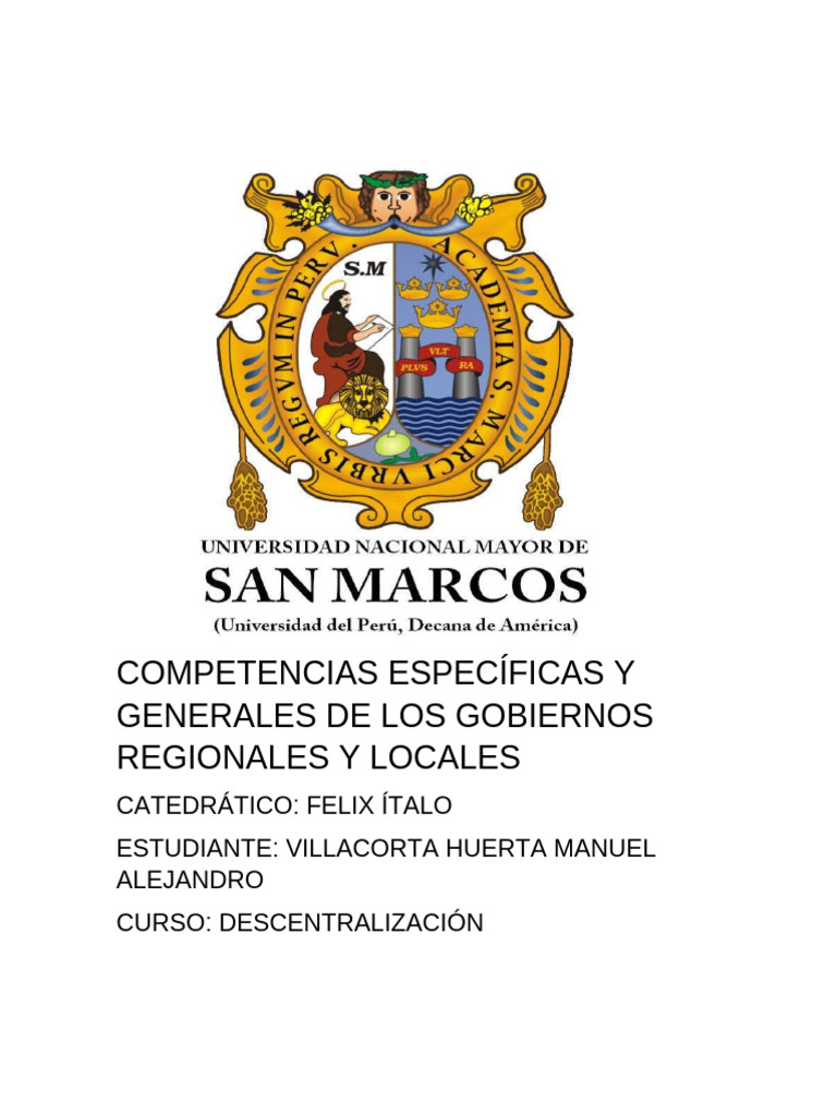 Competencias de Gobiernos Regionales y Locales | PDF | Gobierno local ...