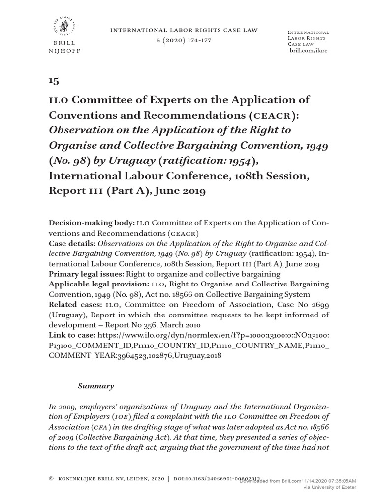 Uruguay's Compliance with ILO Convention 98 | PDF | International ...