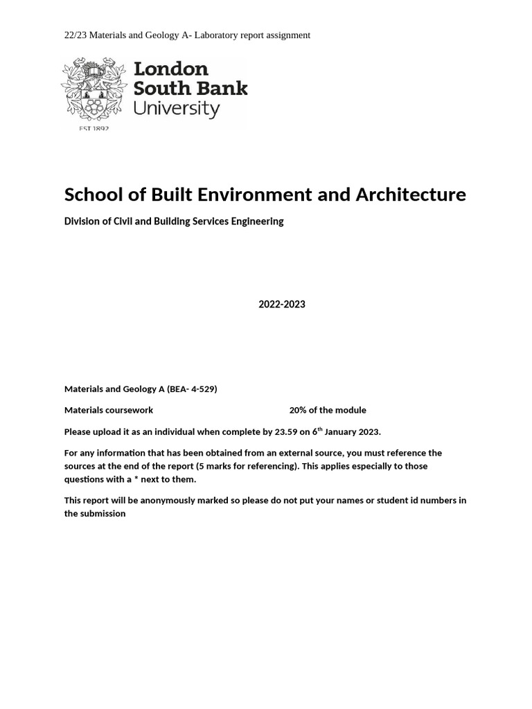 Materials A Laboratory Brief-2022 | PDF | Concrete | Building Engineering