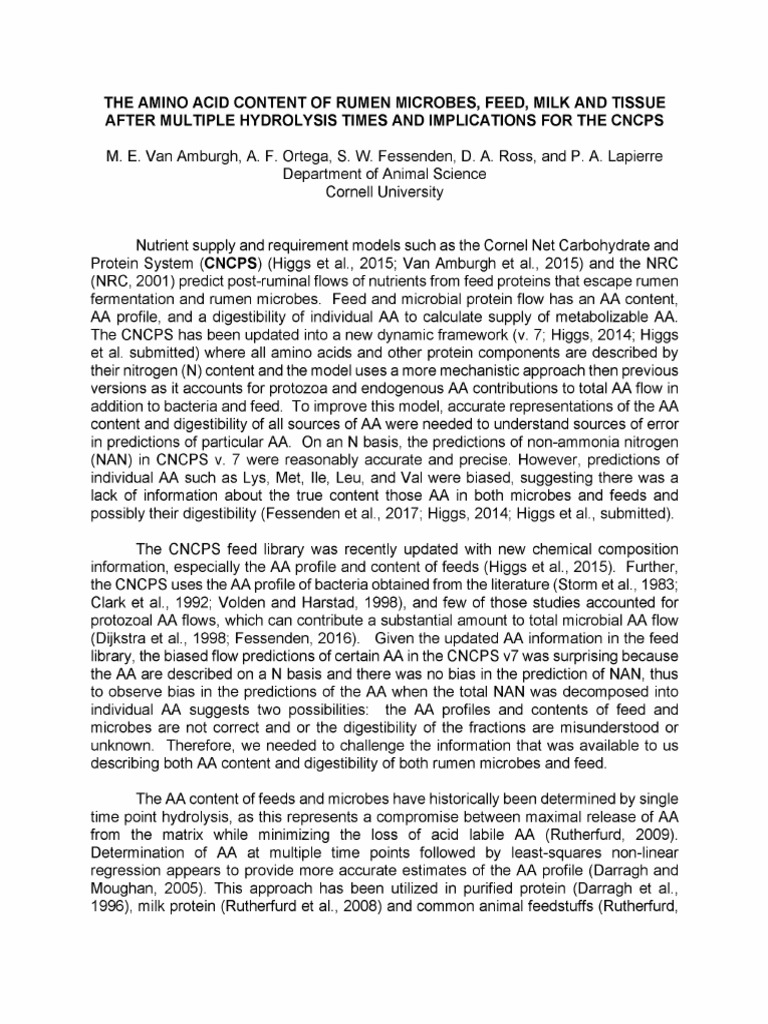 Rumen Microbes Amino Acid Analysis | PDF | Digestion | Gastrointestinal ...