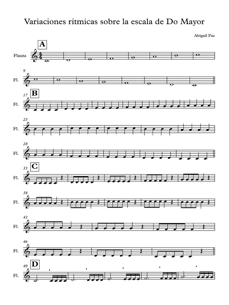Variaciones Rítmicas Sobre La Escala de Do Mayor - Partitura Completa | PDF