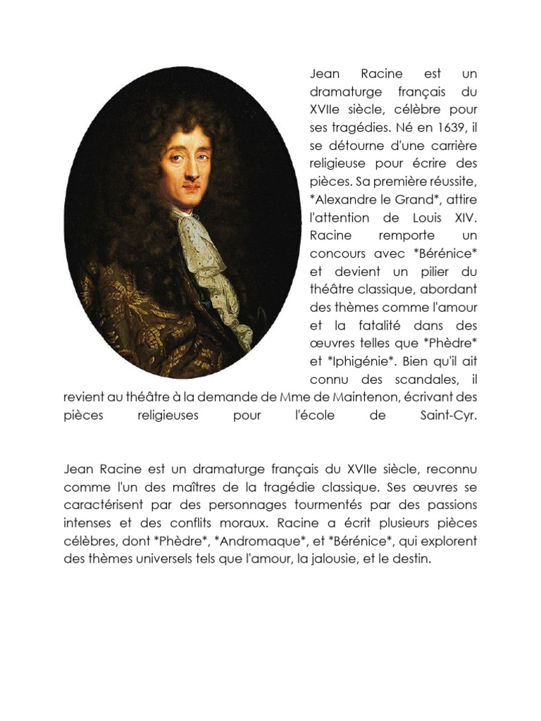 Jean Racine : Maître de la Tragédie | PDF | Jean Racine