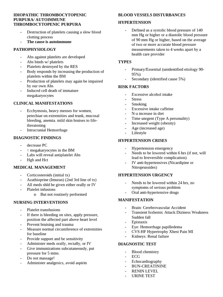 Idiopathic Thrombocytopenic Purpura | PDF | Vein | Hypertension
