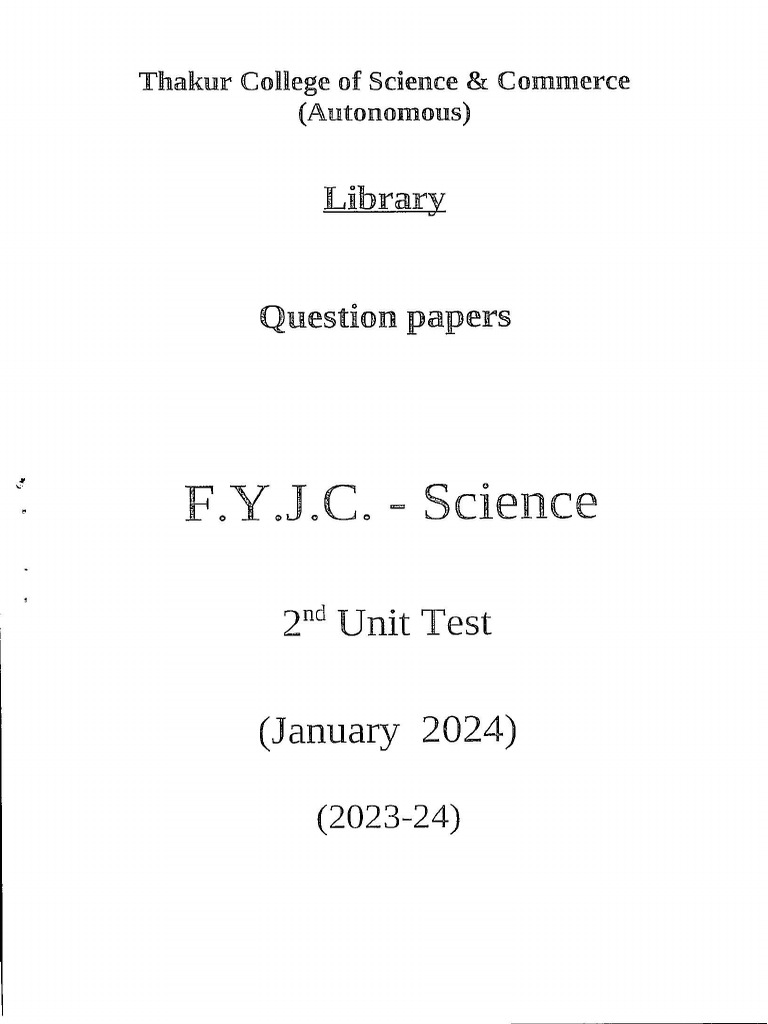 FYJC Science 2nd Unit Test Jan 2024 - 0001 | PDF