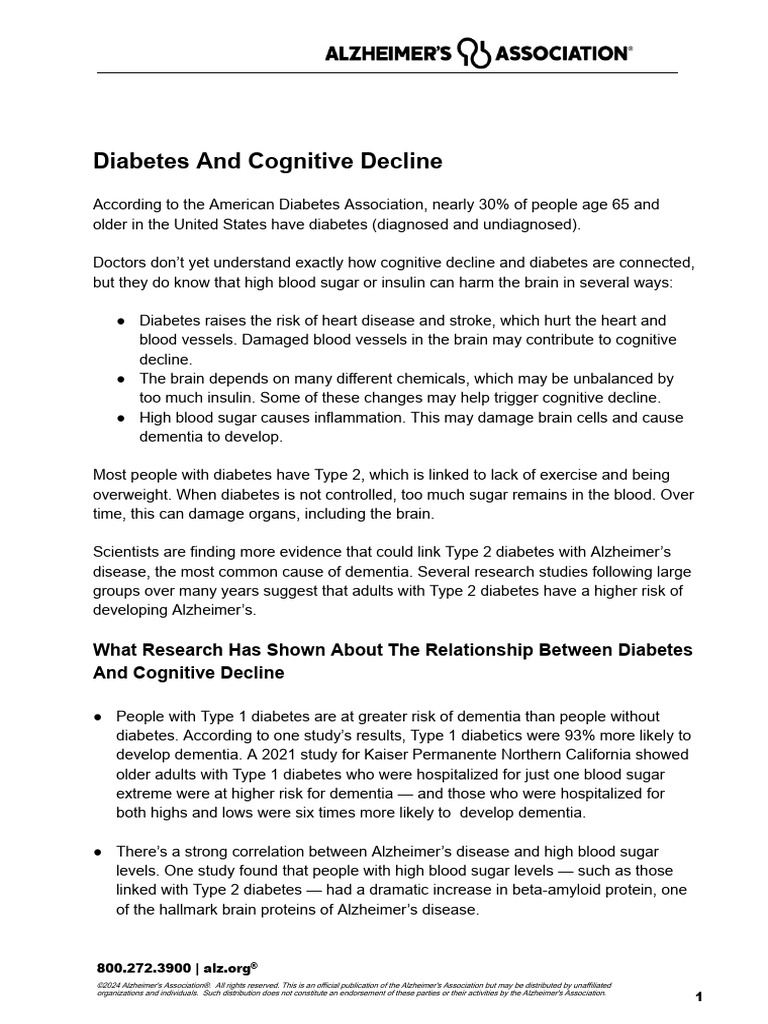 Alzheimers Dementia Diabetes Cognitive Decline Ts | PDF | Diabetes ...
