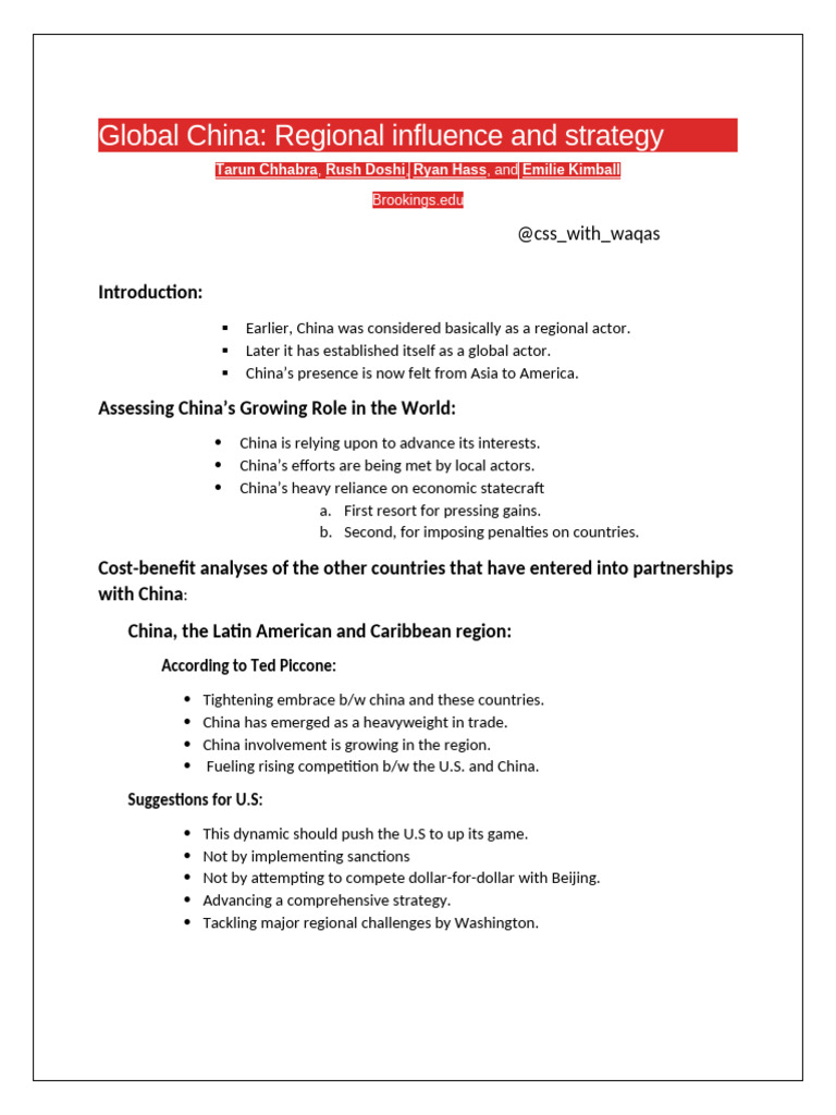 China's Global Influence and Strategy | PDF | China | World Politics