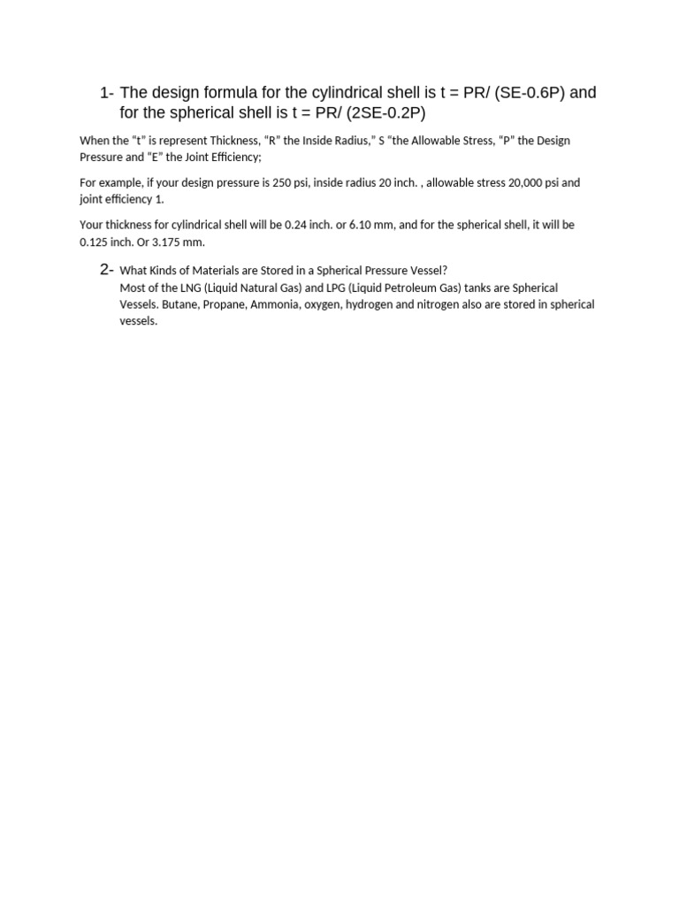 Shell Thickness Calculations & Materials | PDF