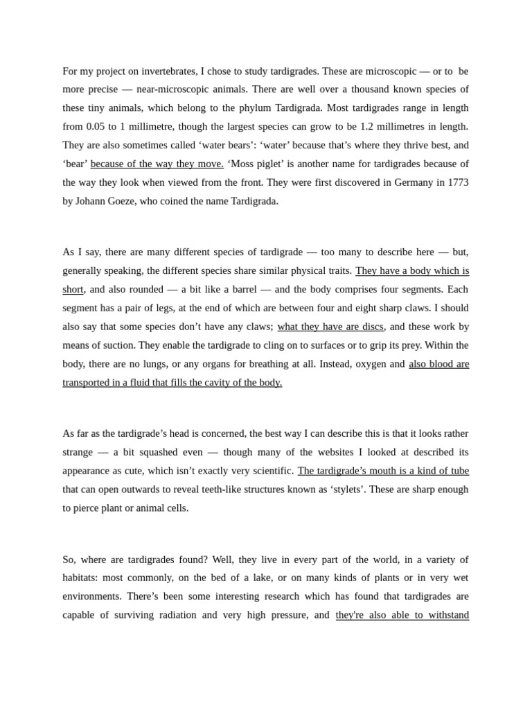 For My Project On Invertebrates | PDF | Organisms