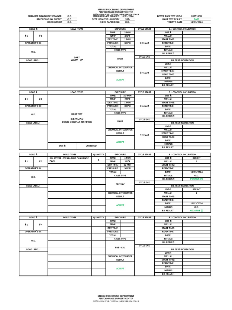 Sterilization Log Sheet Template | PDF