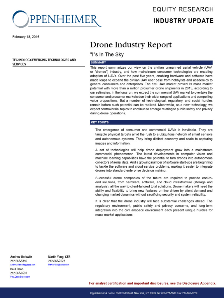 Drone Industry Report | PDF | Unmanned Aerial Vehicle | Internet Of Things