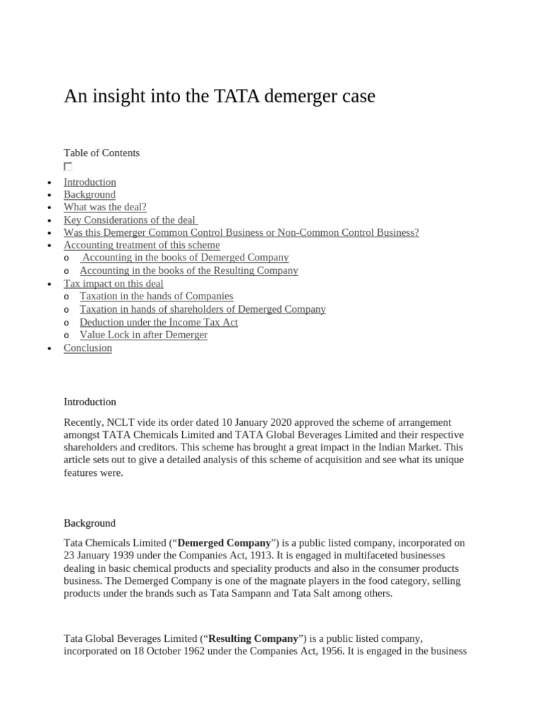 Tata demerger pdf taxes goodwill accounting 