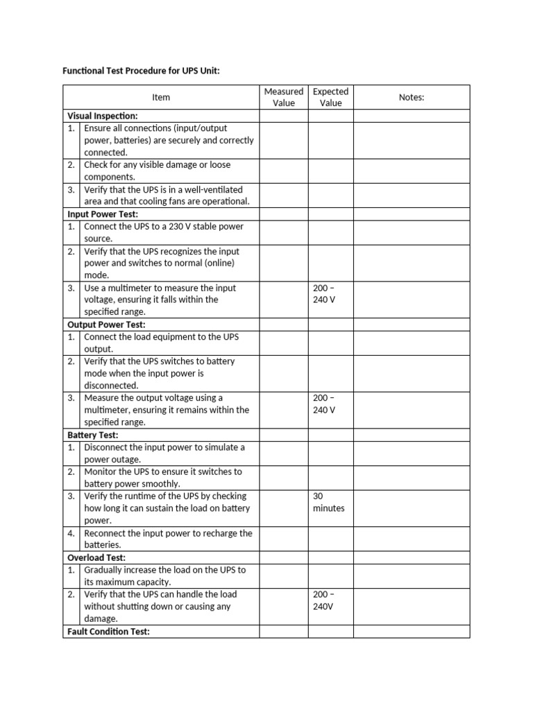 UPS Functional Testing Procedure | PDF | Manufactured Goods | Electric ...
