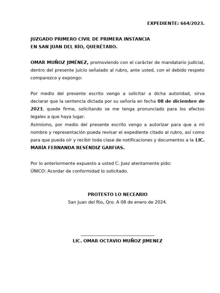Solicitud de Confirmación de Sentencia | PDF