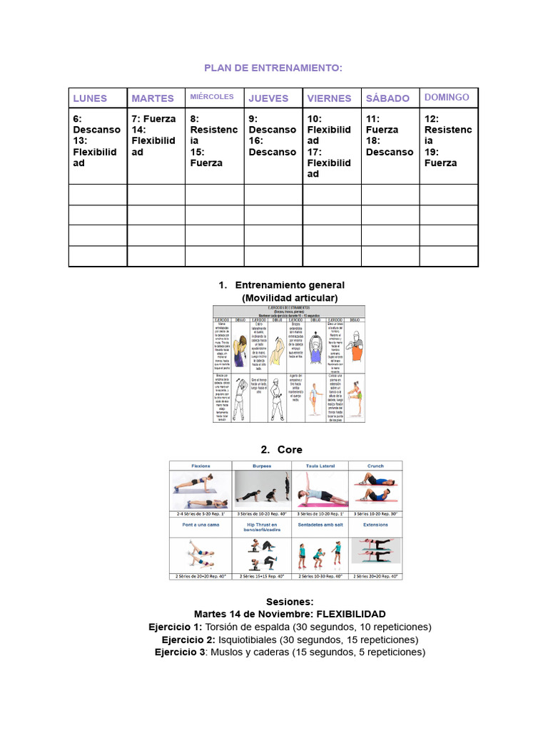 Plan de Entrenamiento Semanal | PDF