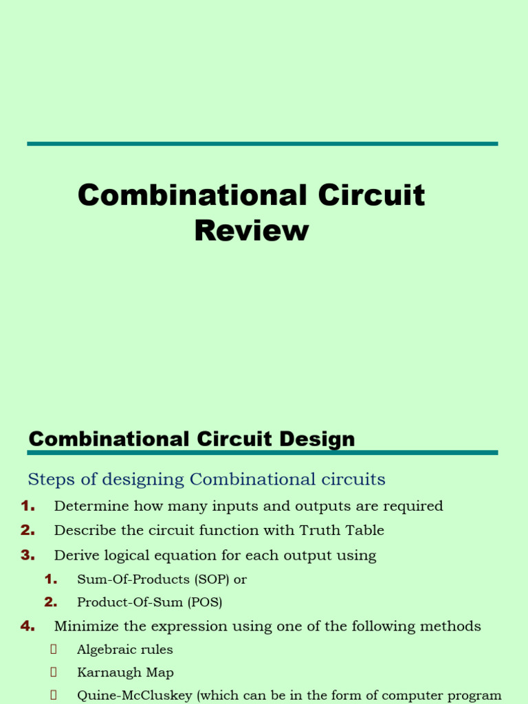 Combinational Circuit Design Overview | PDF | Logic Gate | Computer ...