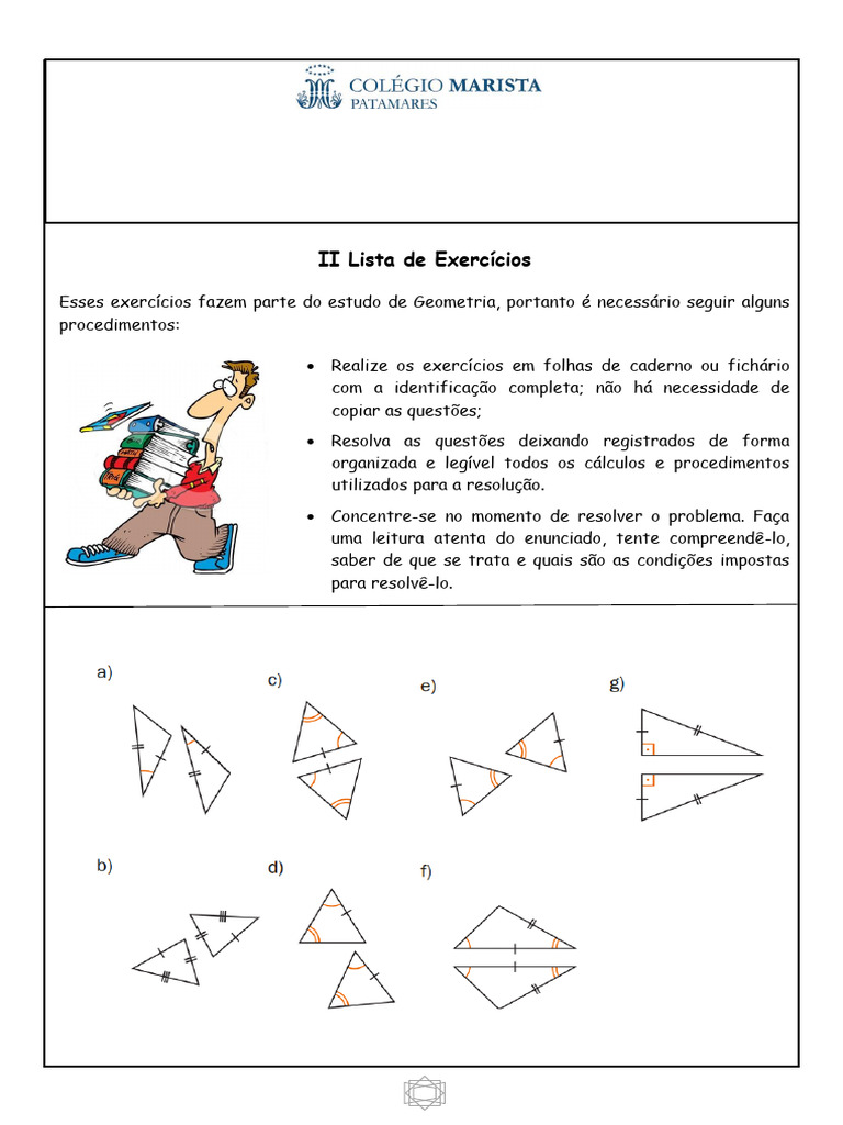 Lista de Exercícios: Congruência de Triângulos | PDF | Triângulo ...