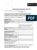 Research Studentship Application 2012-13