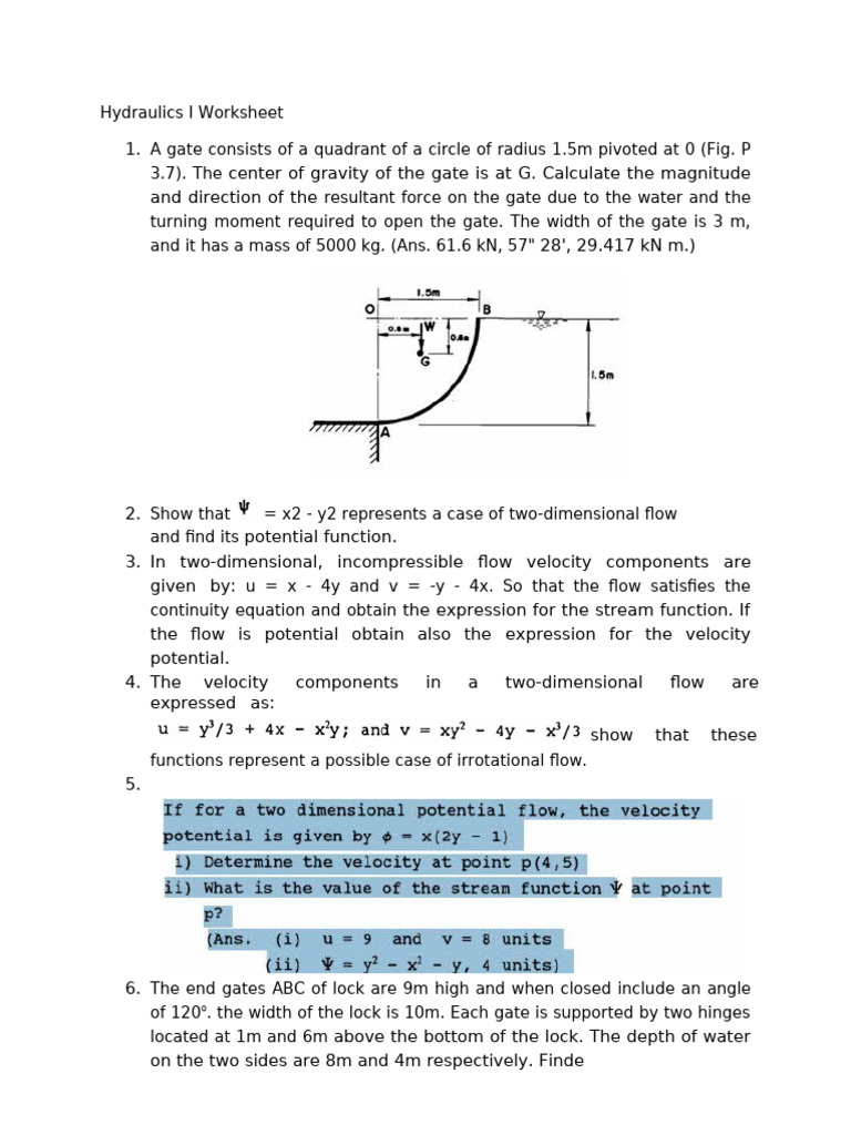 Incompressible Flow and Gate Forces Analysis | PDF