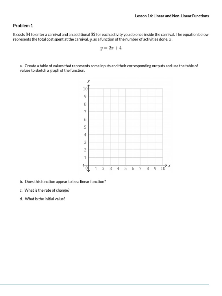 Lesson 14 Linear and Nonlinear Functions | PDF | Nonlinear System ...