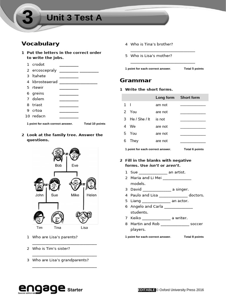 Unit 3 English Plus Test A | PDF