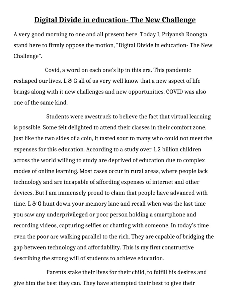Bridging the Digital Divide in Education | PDF
