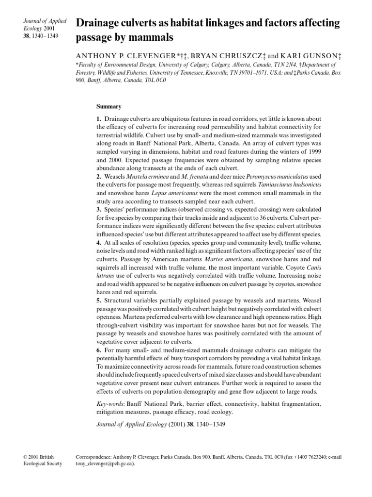 Culvert Use by Mammals in Calgary | PDF | Spruce | Principal Component ...