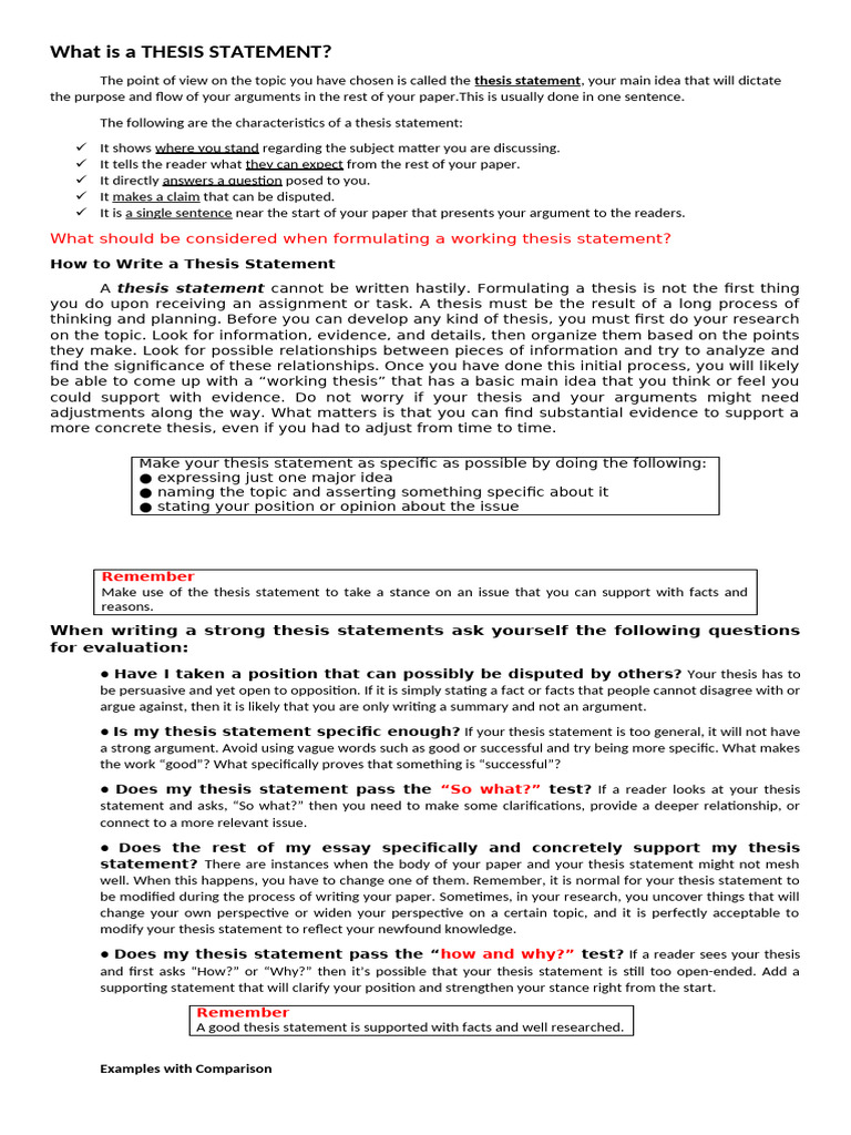 Crafting an Effective Thesis Statement | PDF | Thesis | Evidence