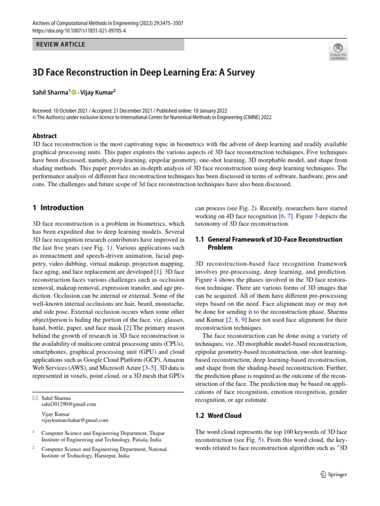 3D Face Reconstruction in Deep Learning Era A Survey | PDF | 3 D ...