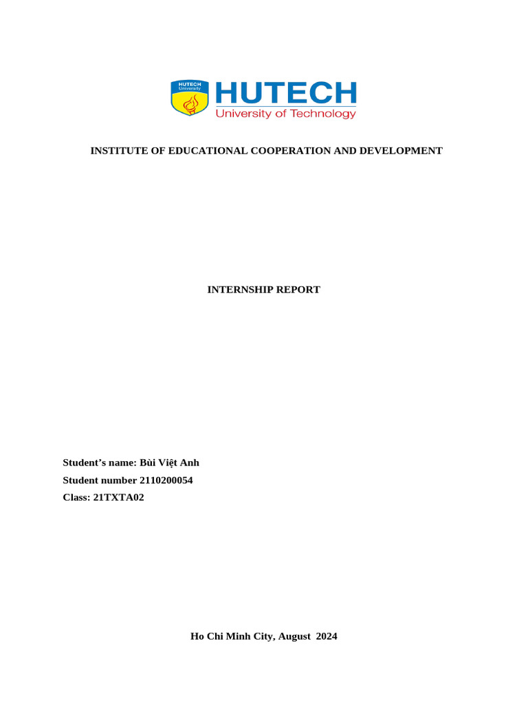 Internship Report - Bui Viet Anh - 2110200054 | PDF | Official ...