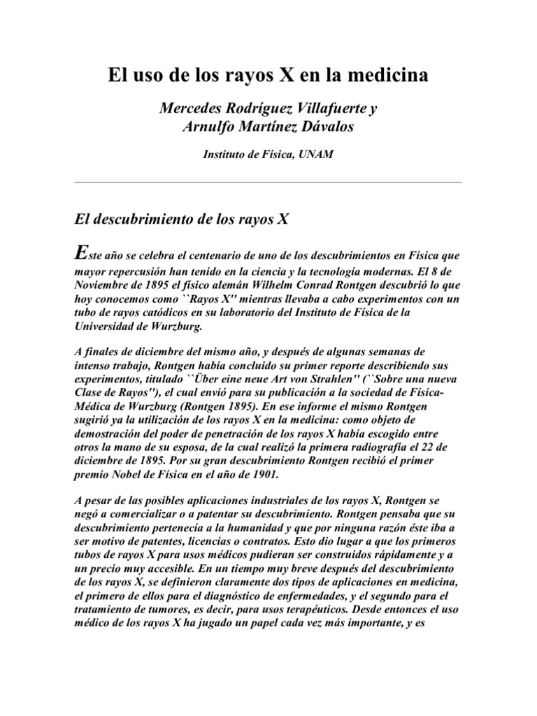 El Uso de Los Rayos X en La Medicina