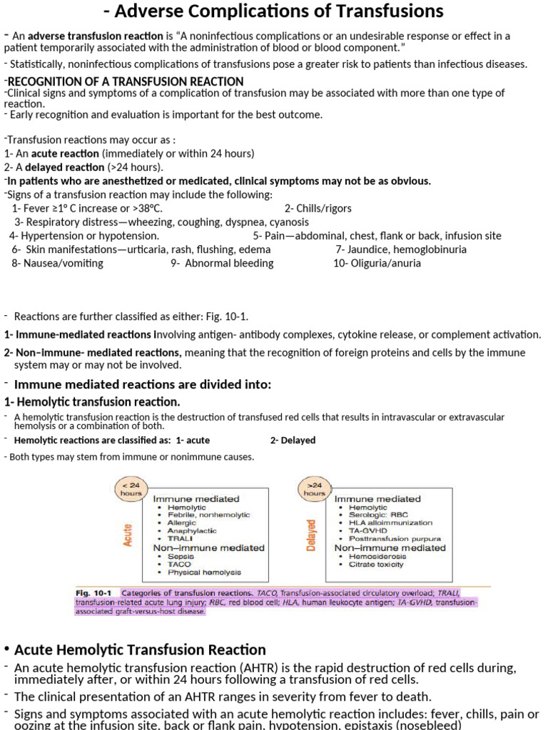 Transfusion Reaction Complications Explained | PDF | Antibody ...
