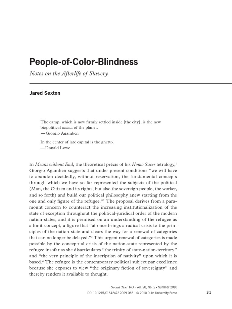 Sexton - People of Color SocTxt | PDF | Slavery | Race (Human ...