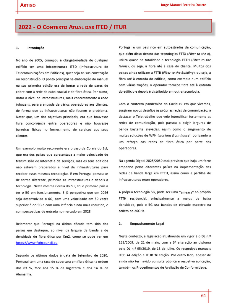 Infraestrutura ITED: Legislação e FAQs | PDF | Rede de computadores ...