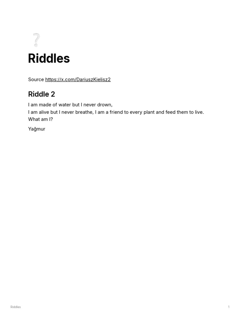 Riddles: Riddle 2 | PDF
