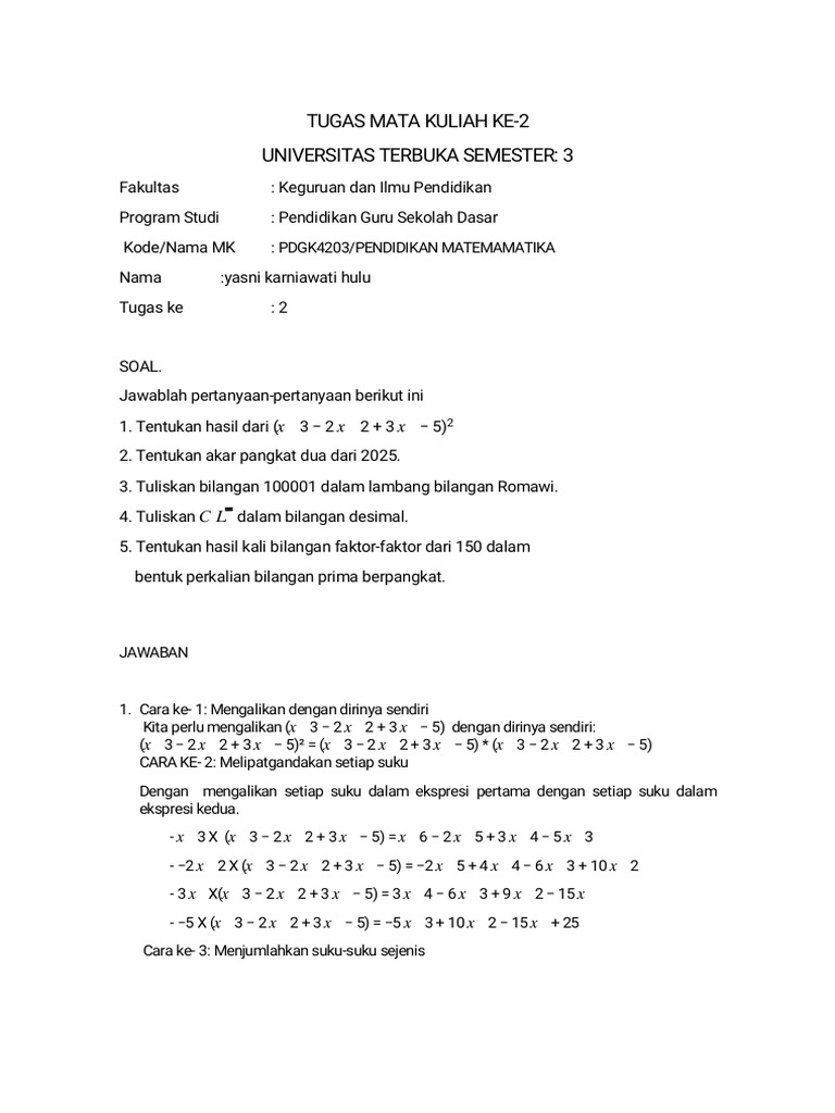 Tugas Ke 2 Matematika | PDF