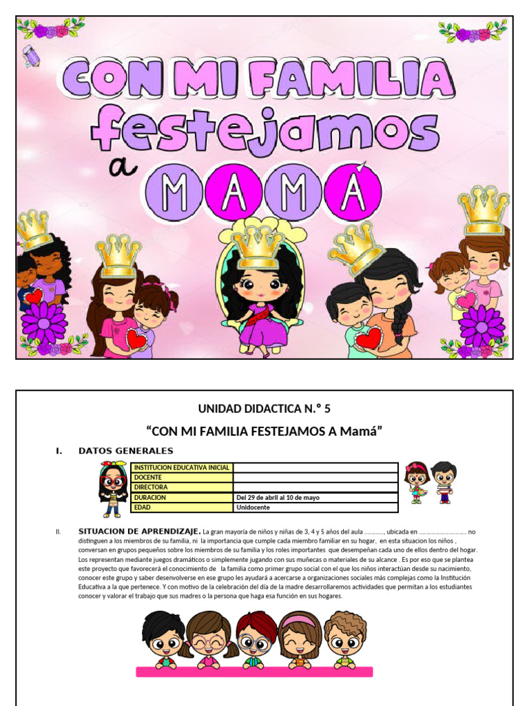 0 Uni Proyecto Festejamos Con Familia A Mama | PDF | Las emociones ...