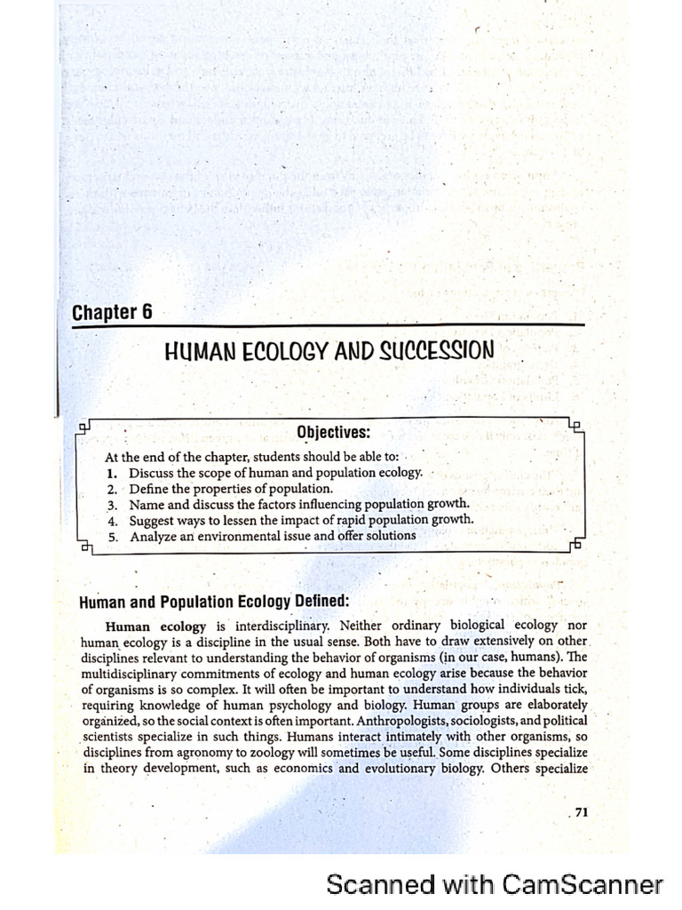 Chapter 6 Human Ecology and Succession | PDF