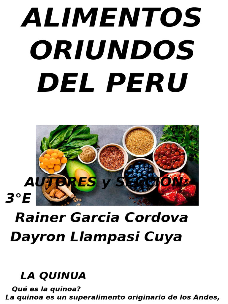 Alimentos Nativos y Saludables del Perú | PDF | Quinua | ensalada