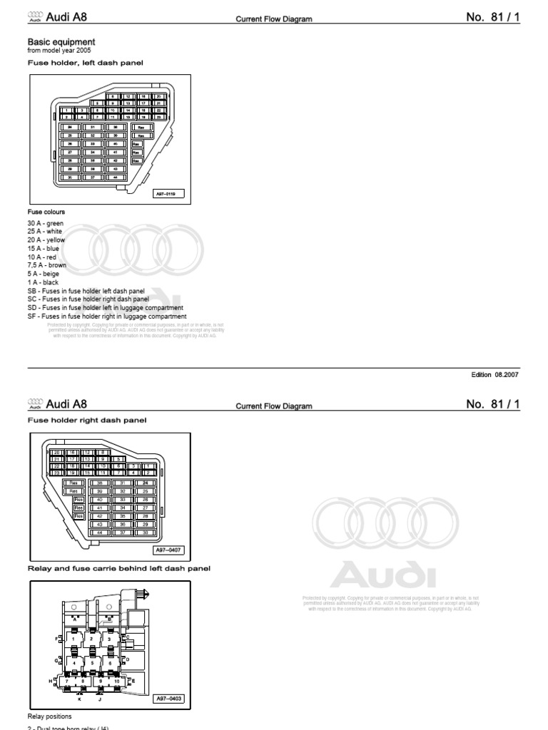 audi a8 cigarette lighter fuse location Box Locations & Diagrams | PDF | Valve Fuse box diagram Audi A8