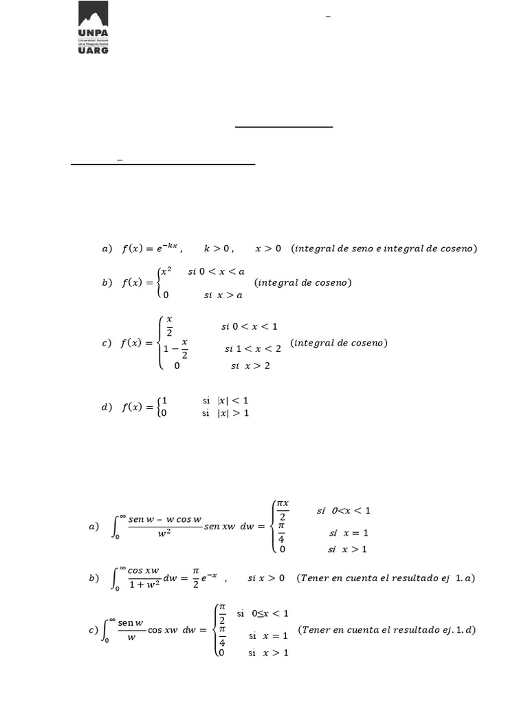 Integrales y Transformadas de Fourier | PDF | Integral | Transformada ...