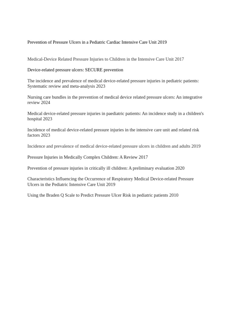 Pediatric Pressure Ulcer Prevention Strategies | PDF | Social Science ...