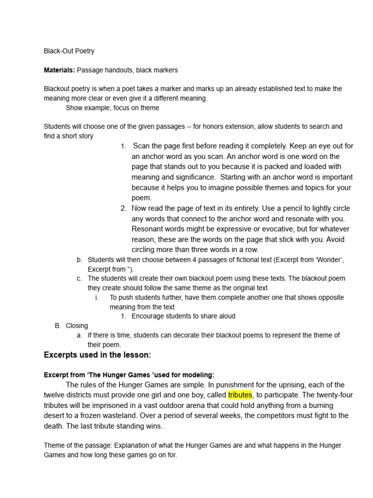 Blackout Poetry Breakdown | PDF | Poetry