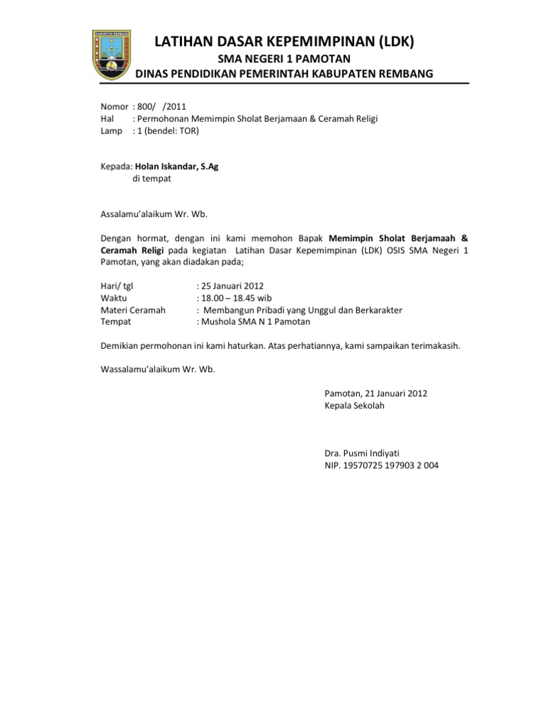 Surat Surat Ldk Osis Sma Pamotan