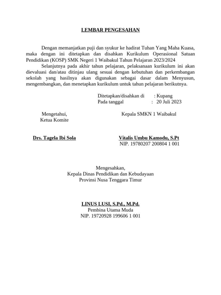 Lembar Pengesahan 2023 | PDF