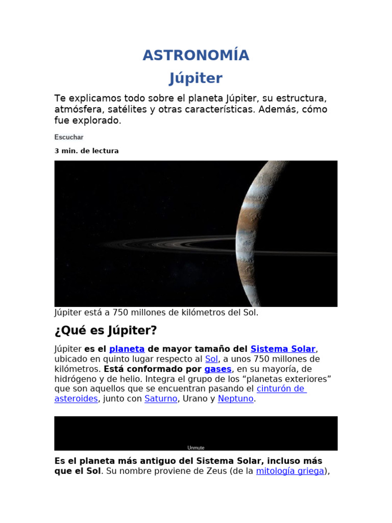 Características y exploración de Júpiter | PDF | Júpiter | Satélite natural