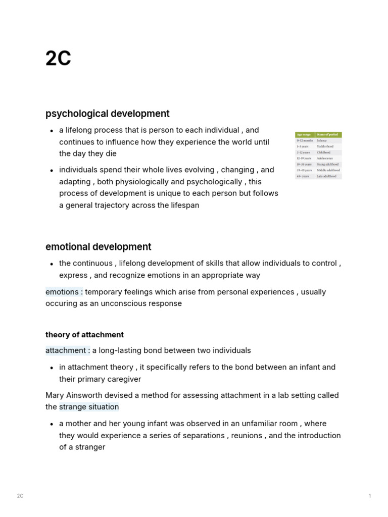 VCE 1&2 Psychology Chapter 2C | PDF | Attachment Theory | Thought