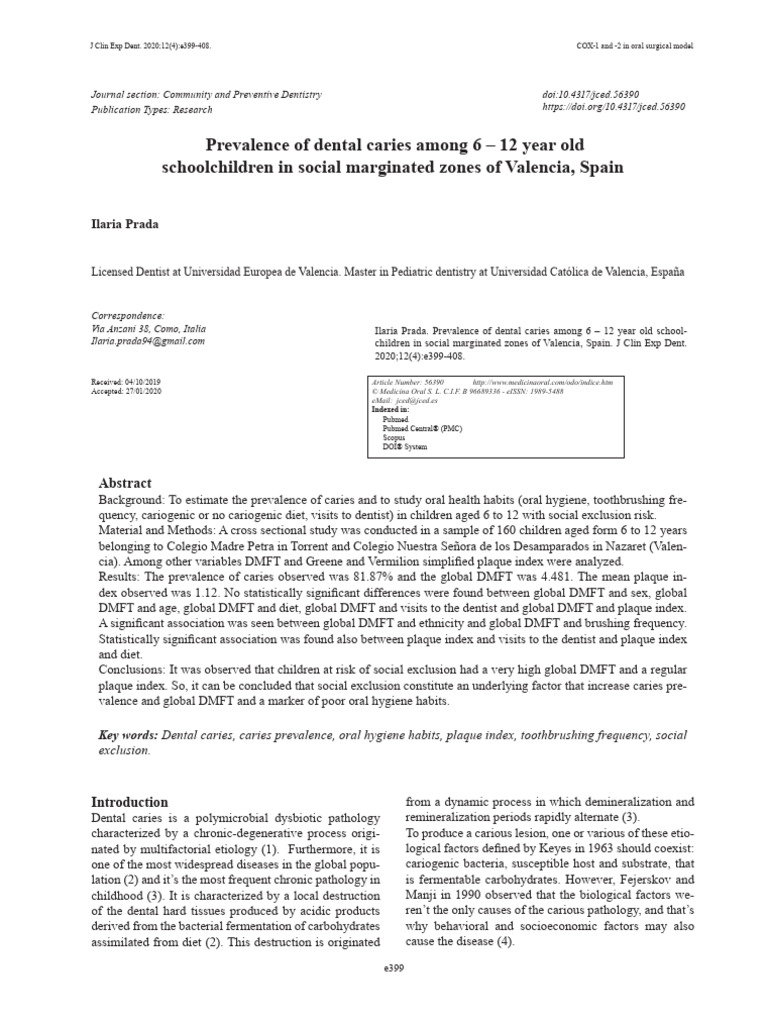 Prevalence of Dental Caries Among 6 - 12 Year Old | PDF | Oral Hygiene