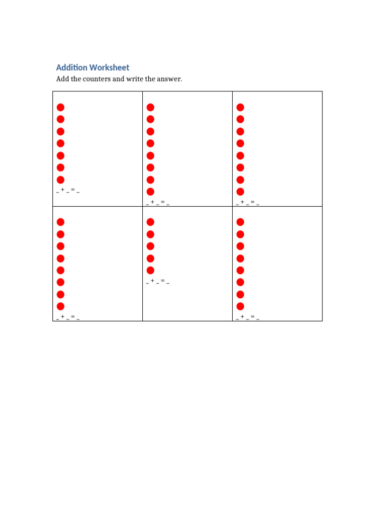 Addition Worksheet for Kids | PDF